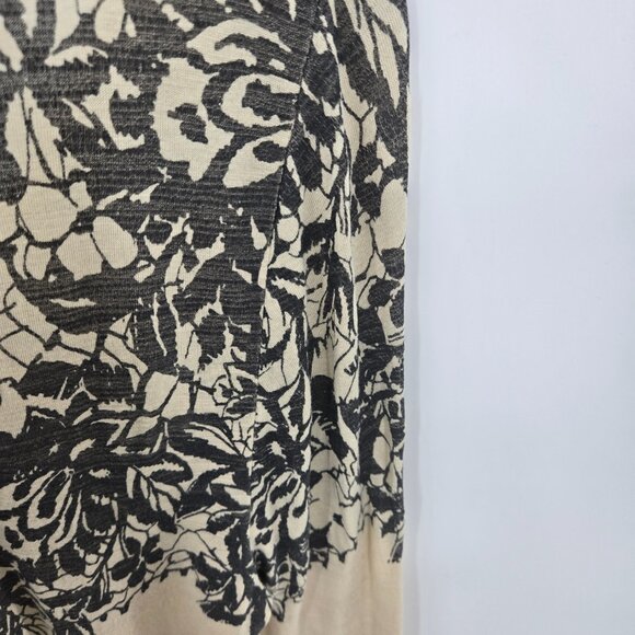 Deletta x Anthropologie Cream Black Floral Elastic Cuff Blouse Size Medium - Picture 8 of 14